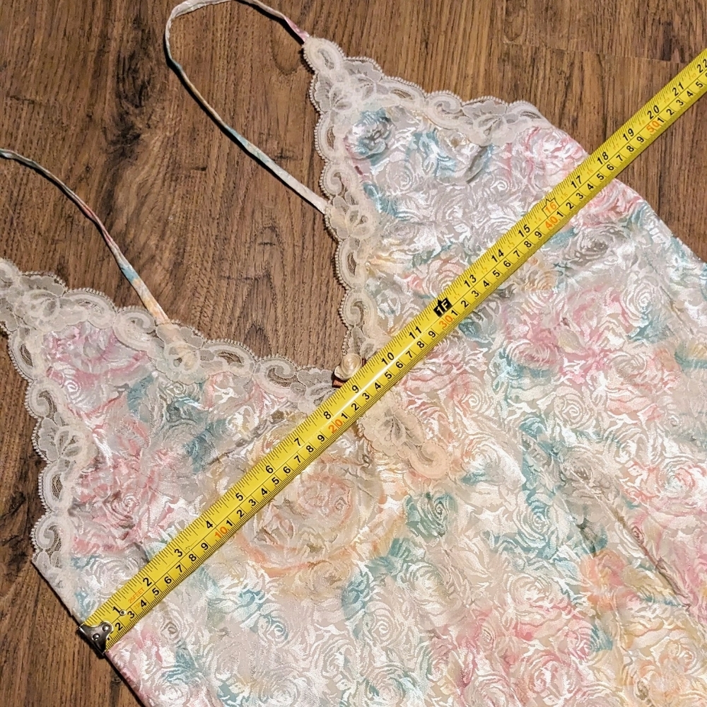 L.A. Intimates Vintage Silky Nighty Camisole Nightgown Floral Pastel Lingerie Lg - Picture 7 of 8